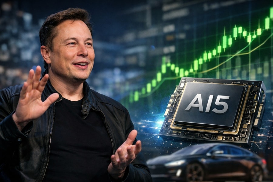 Elon Musk ca ngợi tiến bộ về phát triển chip AI5, cổ phiếu Tesla tăng gần 8%