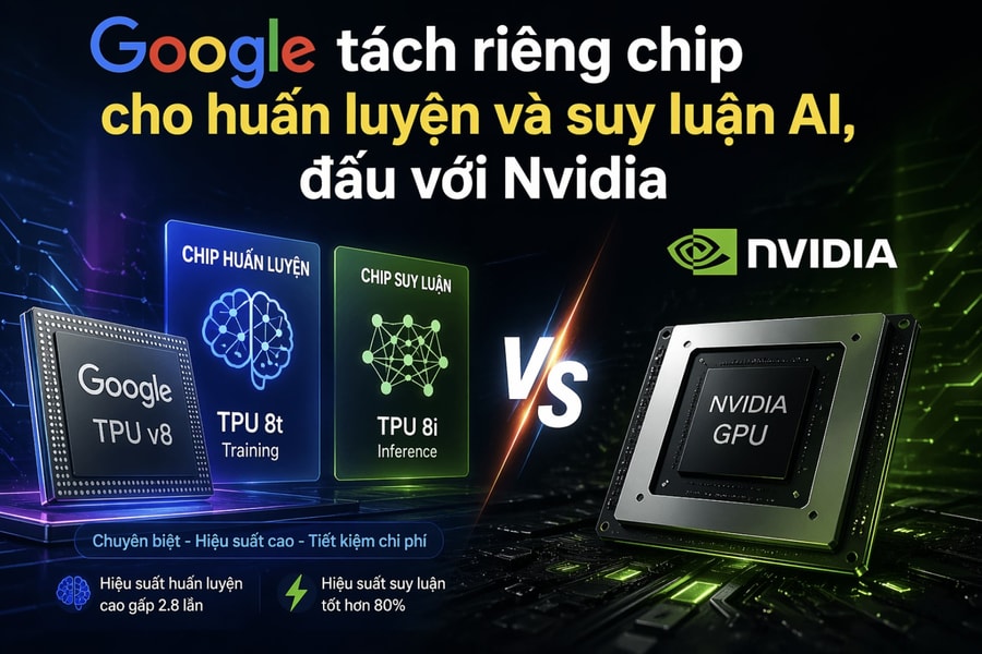 Google tách riêng chip huấn luyện và suy luận AI, đấu với Nvidia