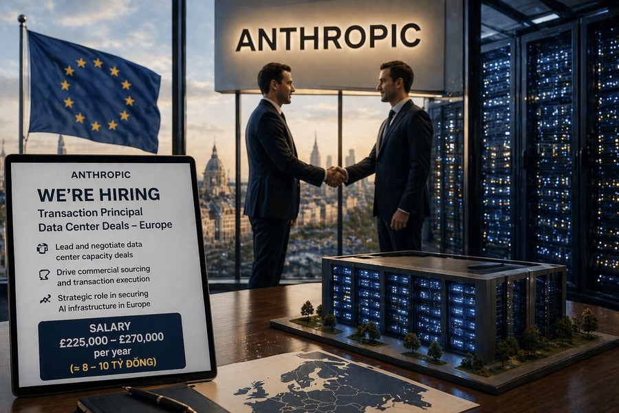 Anthropic tuyển người lương 10 tỉ đồng đàm phán về trung tâm dữ liệu ở châu Âu