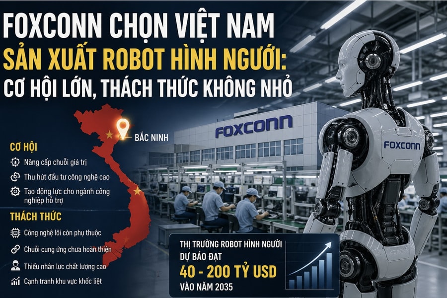 Foxconn chọn Việt Nam sản xuất robot hình người: Cơ hội lớn, thách thức khổng lồ