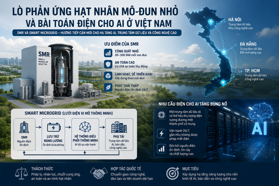 Lò phản ứng hạt nhân mô-đun nhỏ và bài toán điện cho AI ở Việt Nam