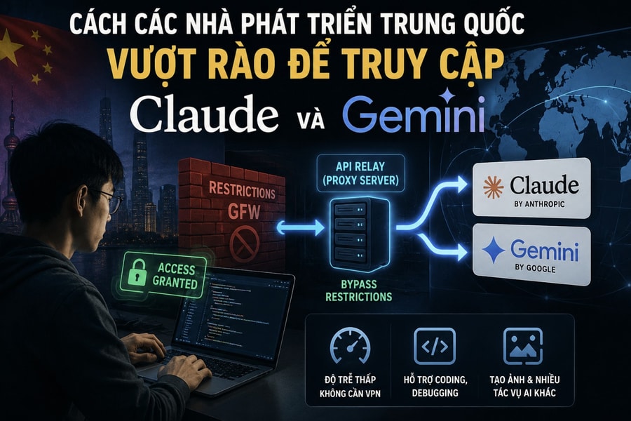 Cách các nhà phát triển Trung Quốc vượt rào truy cập Claude và Gemini