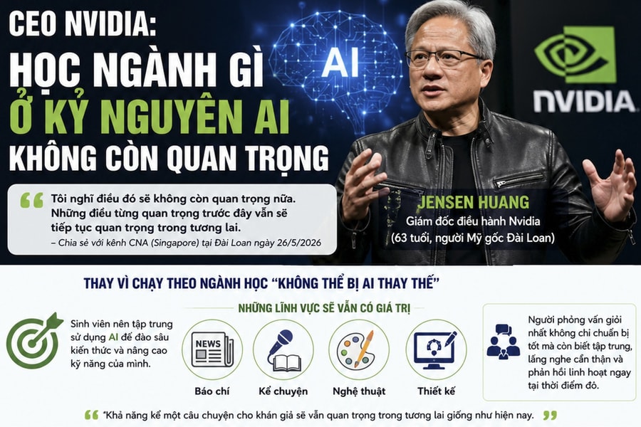 CEO Nvidia: Học ngành gì ở kỷ nguyên AI không còn quan trọng