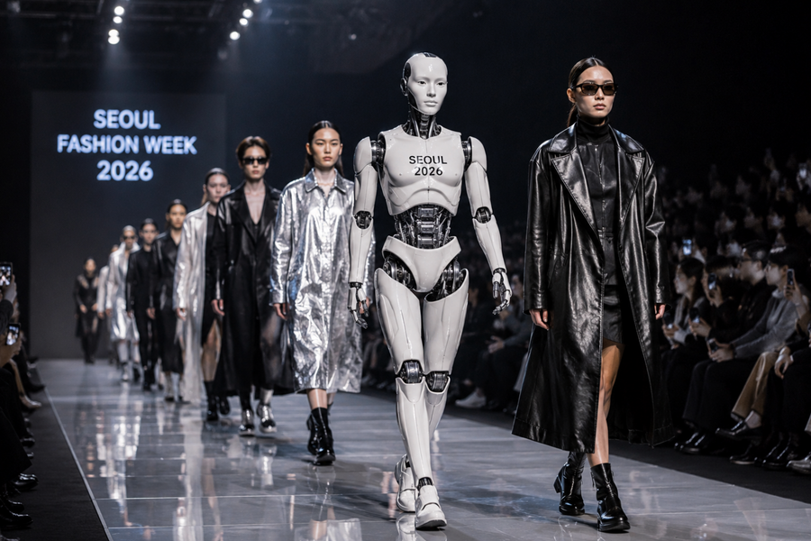 Robot hình người lên sàn diễn thời trang Seoul