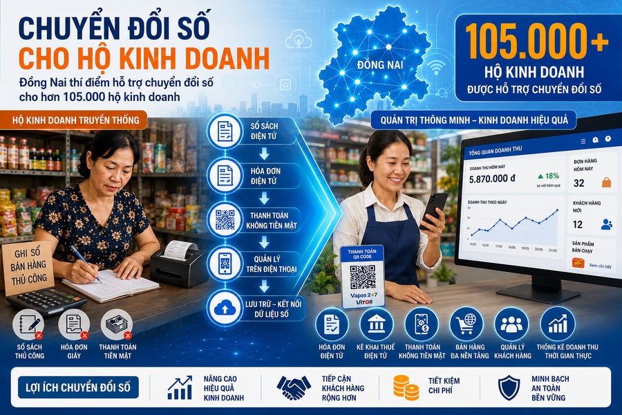 Đồng Nai thí điểm chuyển đổi số cho hơn 105.000 hộ kinh doanh