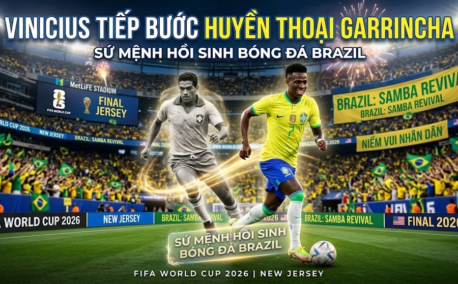 Vinicius có thể tiếp bước huyền thoại Garrincha tại World Cup?