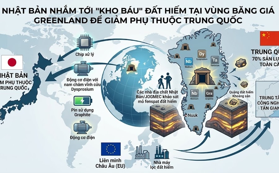 Nhật Bản hướng tới Greenland trong cuộc đua đất hiếm toàn cầu
