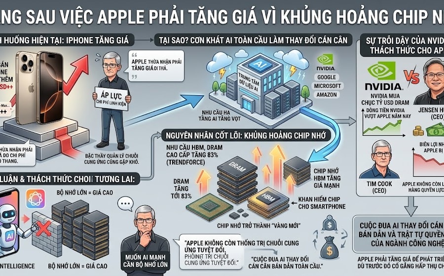 Đằng sau việc Apple phải tăng giá vì khủng hoảng chip nhớ