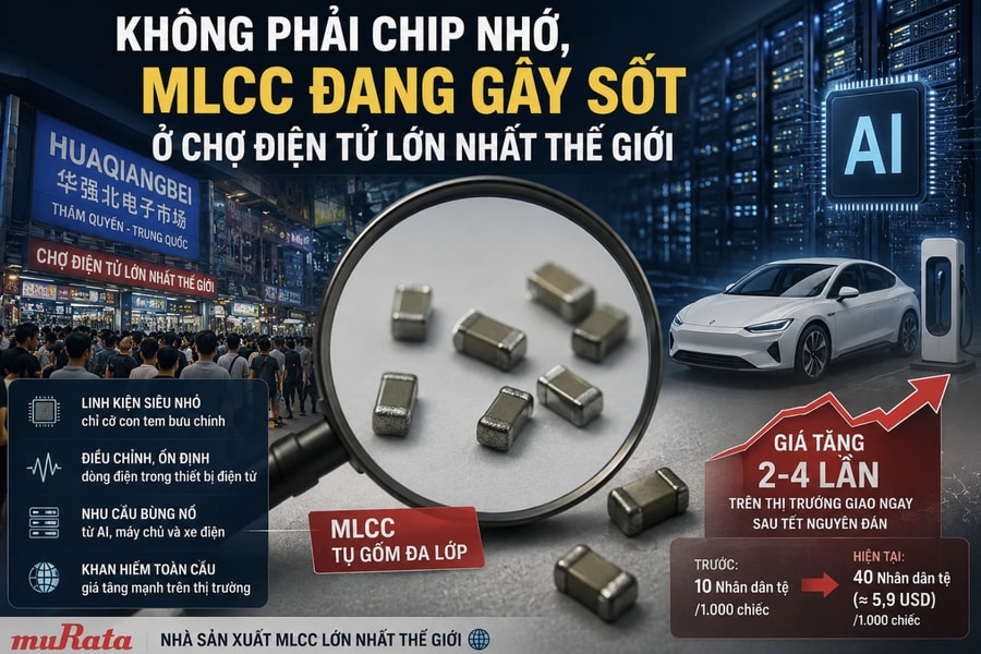 MLCC soán ngôi chip nhớ ở chợ điện tử lớn nhất thế giới