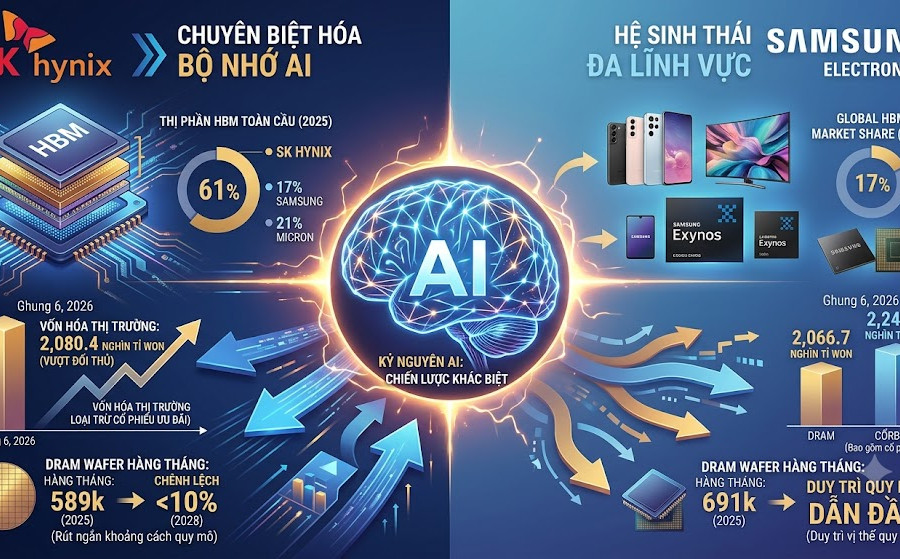 Chiến lược của SK Hynix khác Samsung trong kỉ nguyên AI như thế nào?