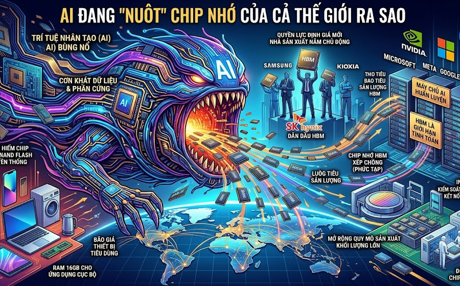 AI đang 'nuốt' chip nhớ của cả thế giới ra sao?