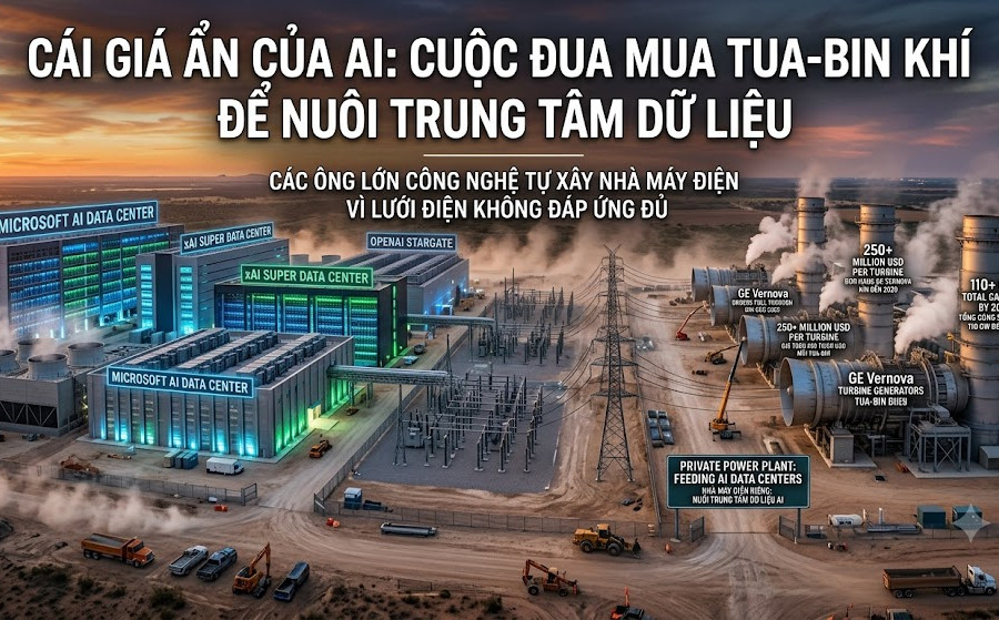 Các ông lớn công nghệ đổ xô mua tua-bin khí để nuôi trung tâm dữ liệu