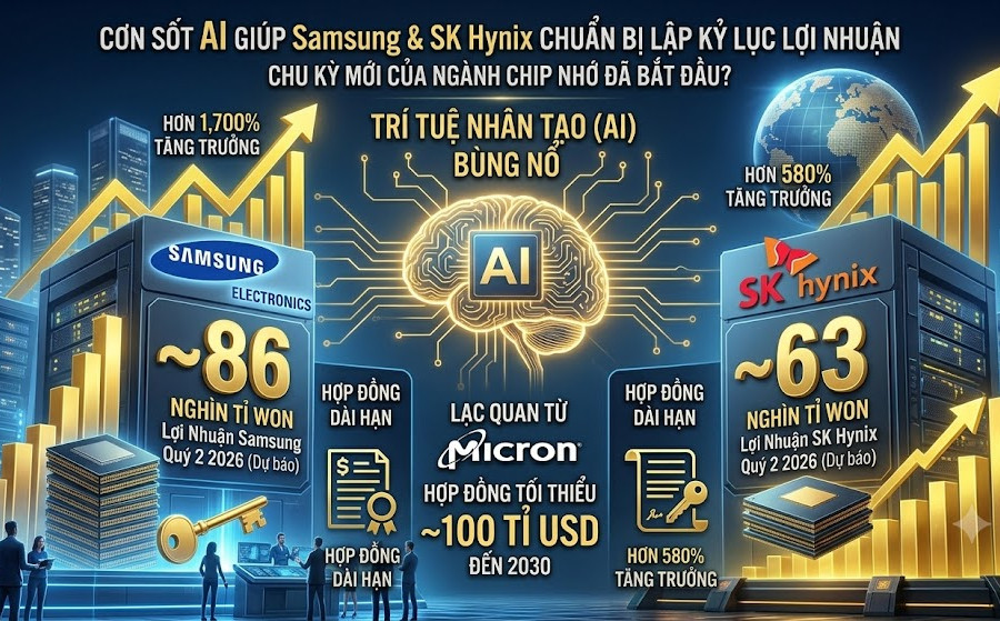 Cơn khát chip nhớ giúp Samsung và SK Hynix chuẩn bị lập kỷ lục lợi nhuận