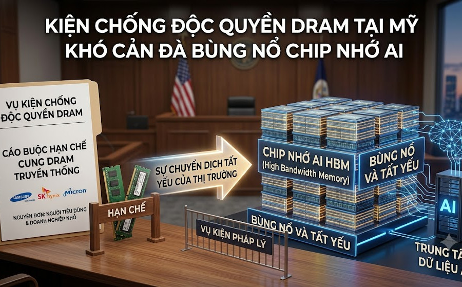 Kiện chống độc quyền DRAM tại Mỹ khó cản đà bùng nổ chip nhớ AI
