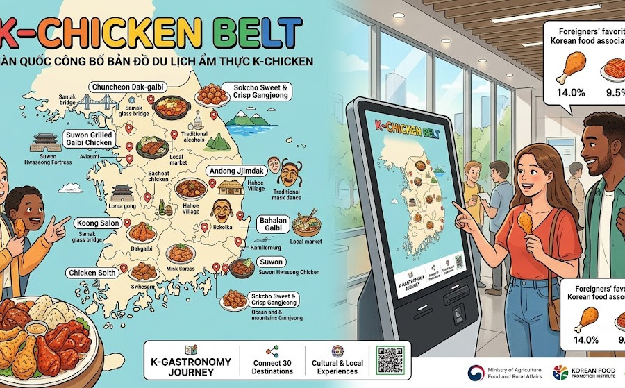 Hàn Quốc lập bản đồ du lịch ẩm thực K-Chicken hút khách quốc tế