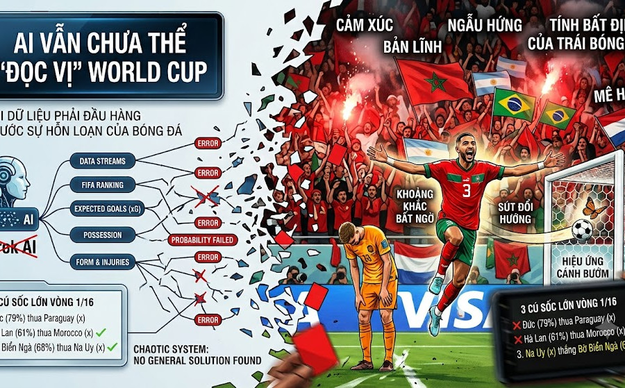 Vì sao hầu hết AI đều dự đoán sai kết quả các trận World Cup?