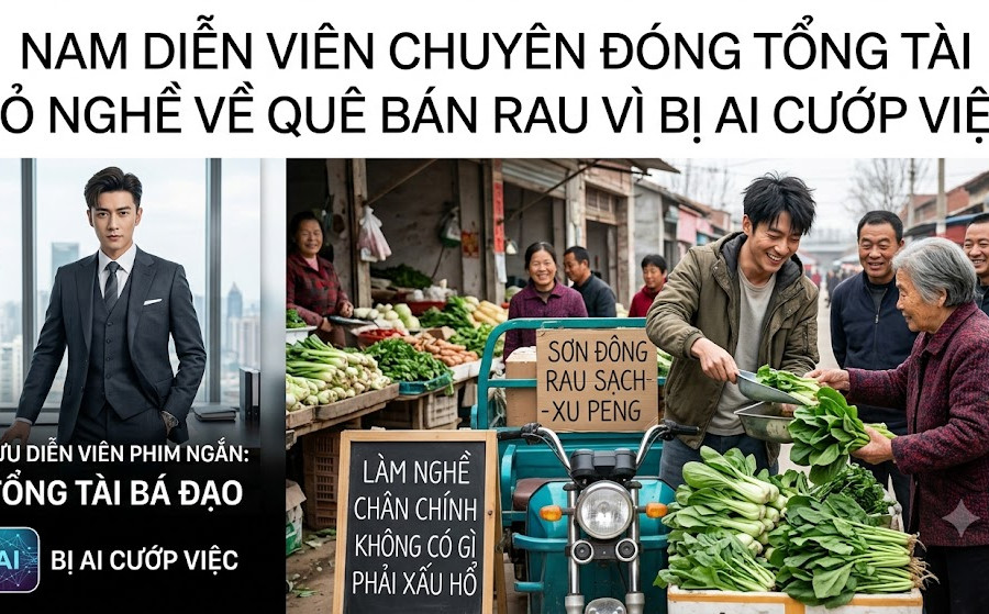 Nam diễn viên tổng tài bá đạo về quê bán rau vì bị AI cướp việc