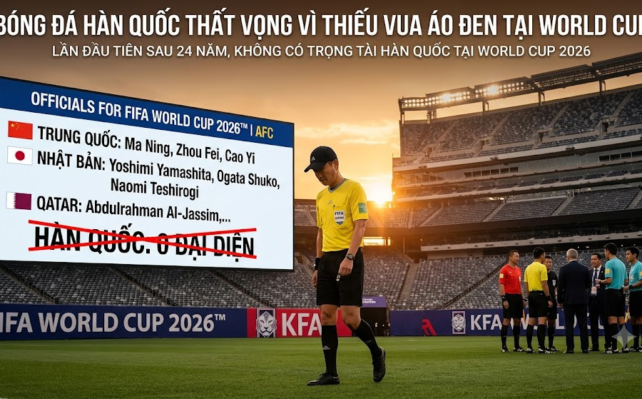 Bóng đá Hàn Quốc thất vọng vì thiếu vua áo đen tại World Cup