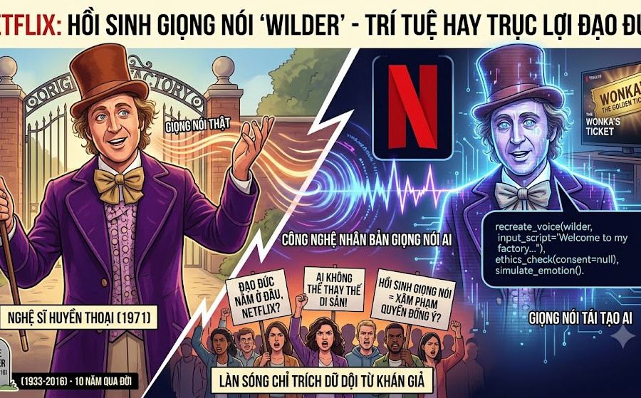 Netflix gây tranh cãi vì dùng AI tái tạo giọng nói huyền thoại Gene Wilder