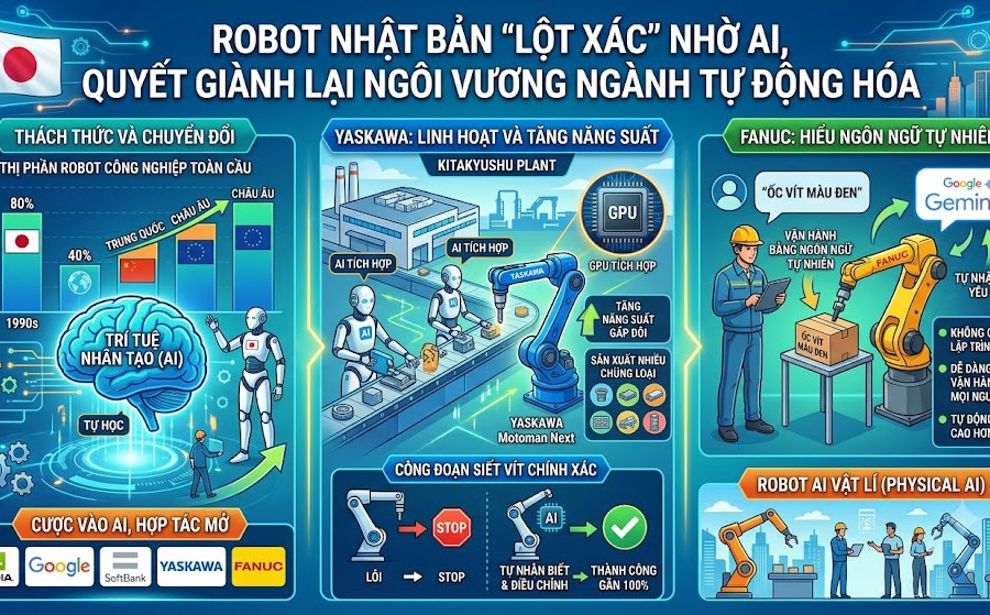 Robot Nhật Bản ‘lột xác’ nhờ AI, quyết giành lại ngôi vương ngành tự động hóa