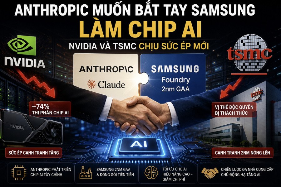 Anthropic muốn cùng Samsung làm chip AI, Nvidia và TSMC chịu sức ép mới