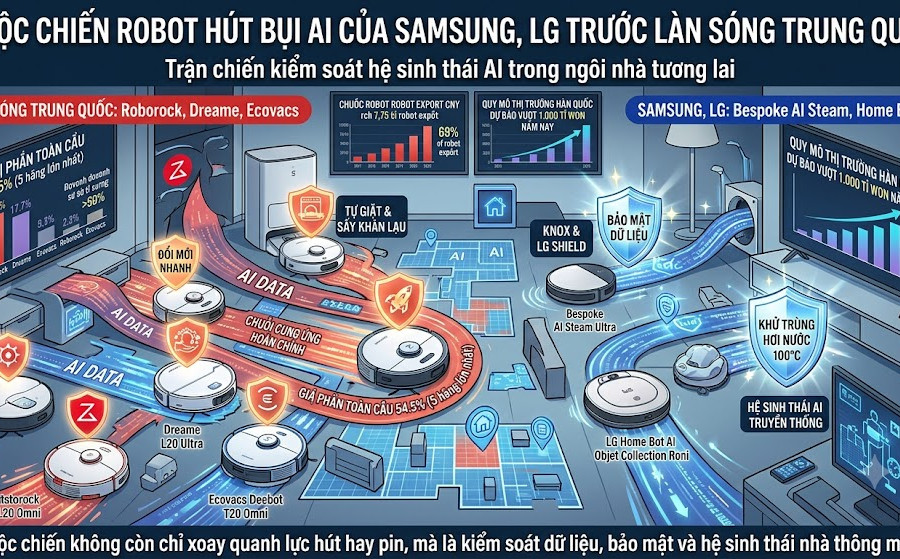 Cuộc chiến robot hút bụi AI của Samsung, LG trước làn sóng Trung Quốc