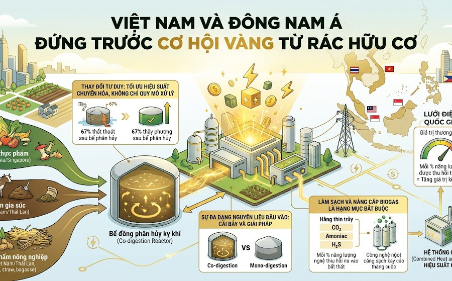 Tiềm năng điện sinh học Việt Nam và châu Á từ rác hữu cơ