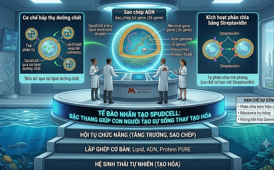 Tế bào nhân tạo SpudCell là bậc thang giúp con người tạo sự sống thay tạo hóa