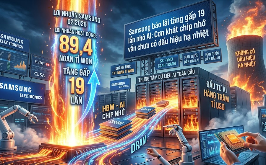 Samsung báo lãi tăng gấp 19 lần nhờ cơn khát chip nhớ