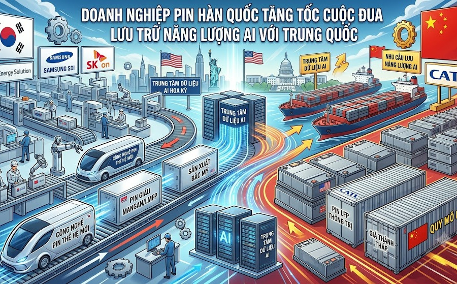Doanh nghiệp pin Hàn Quốc tăng tốc cuộc đua lưu trữ năng lượng phục vụ AI