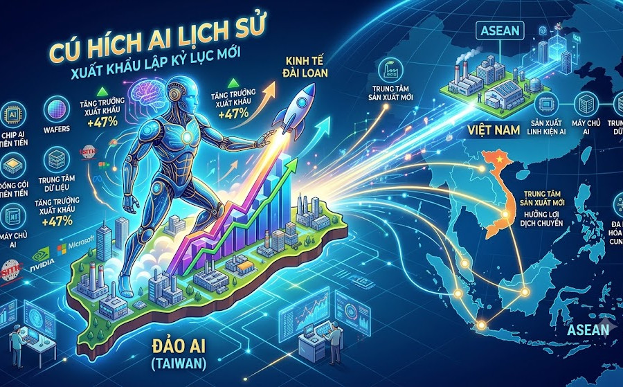 AI tạo ‘cú hích’ lịch sử cho kinh tế Đài Loan và tác động tới ASEAN