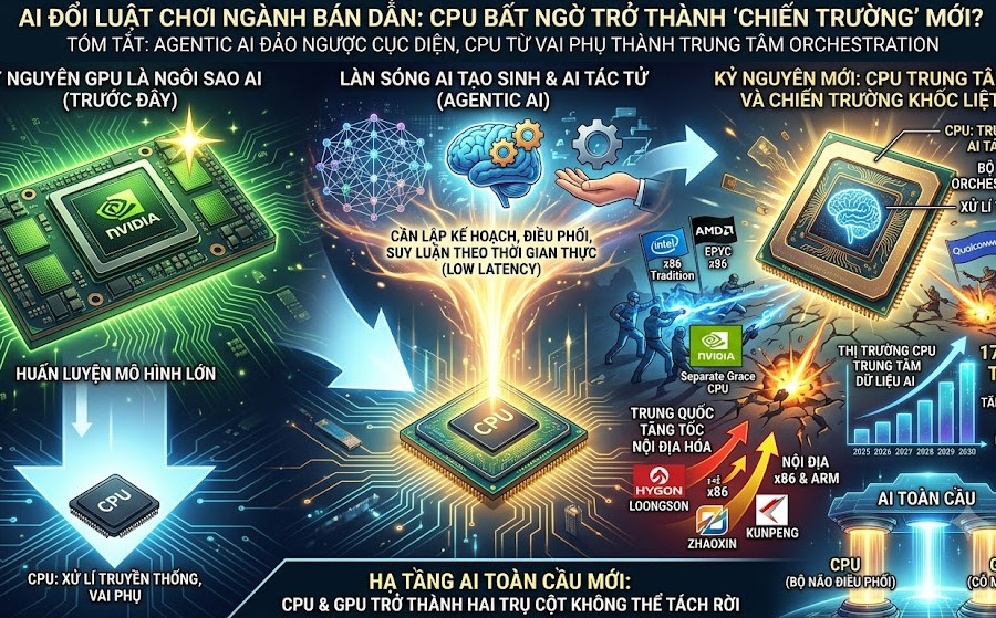 AI đổi luật chơi, ngành bán dẫn và CPU trở thành chiến trường mới