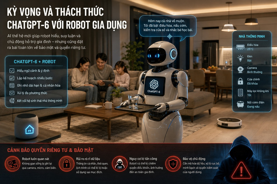 ChatGPT-6 tích hợp robot gia dụng: Quyền riêng tư bị đe dọa