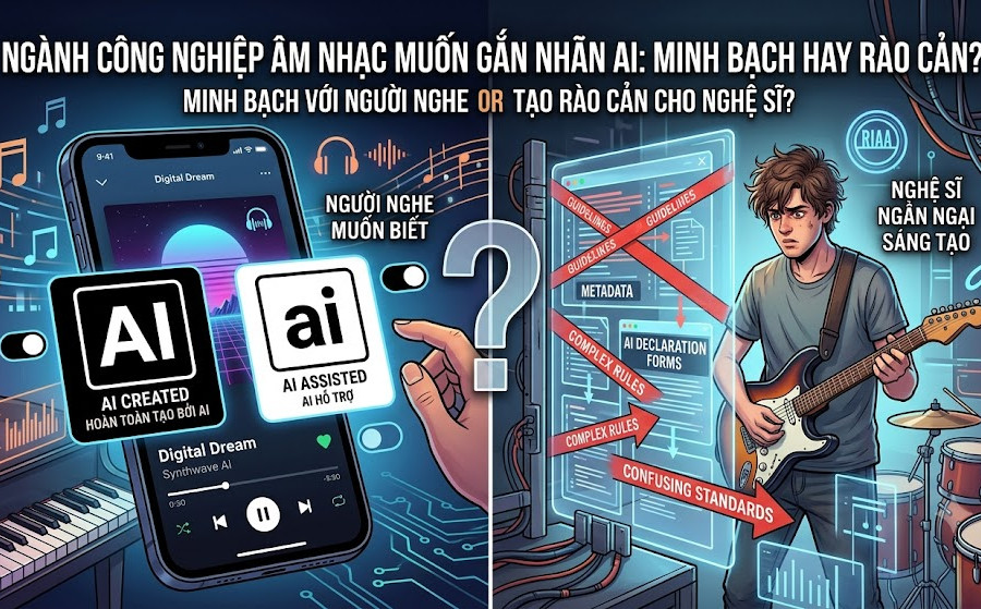 Ngành công nghiệp âm nhạc muốn gắn nhãn AI: Lợi bất cập hại với nhạc sĩ?