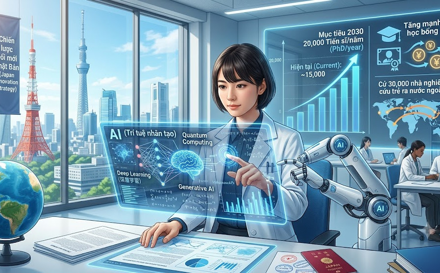 Nhật Bản tăng mạnh đầu tư đào tạo tiến sĩ, phục vụ cạnh tranh AI