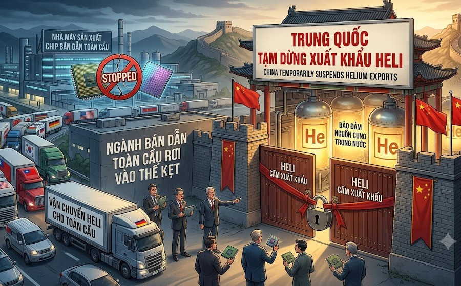 Trung Quốc bất ngờ cấm xuất khẩu heli, ngành bán dẫn toàn cầu rơi vào thế kẹt