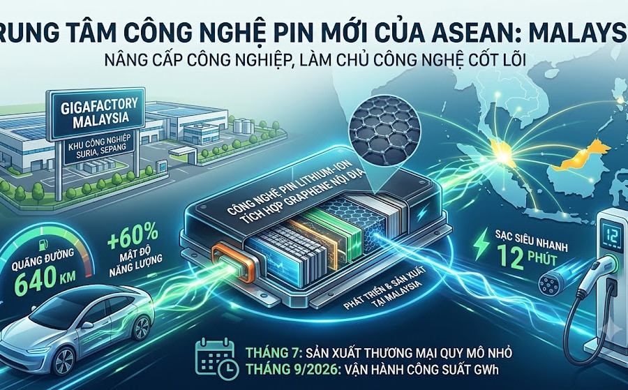 Malaysia hướng tới là trung tâm công nghệ pin mới của ASEAN