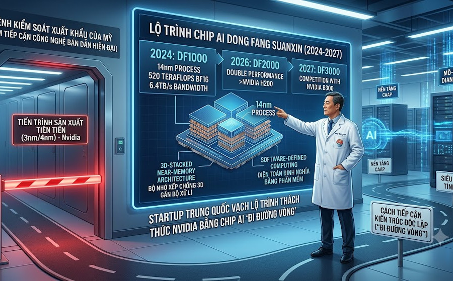 Startup Trung Quốc vạch lộ trình thách thức Nvidia bằng chip AI ‘đi đường vòng’