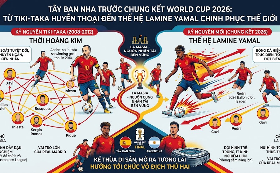Tây Ban Nha trước chung kết World Cup 2026 khác gì thế hệ vô địch 2010?