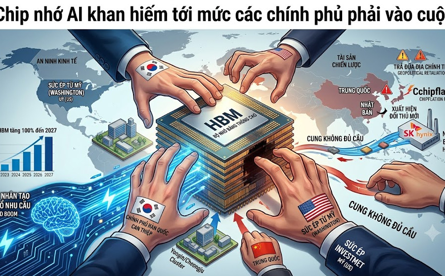 Chip nhớ AI khan hiếm tới mức chính phủ một số nước phải vào cuộc