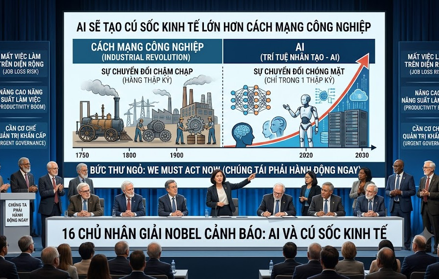 16 chủ nhân giải Nobel cảnh báo AI có thể tạo cú sốc kinh tế lớn