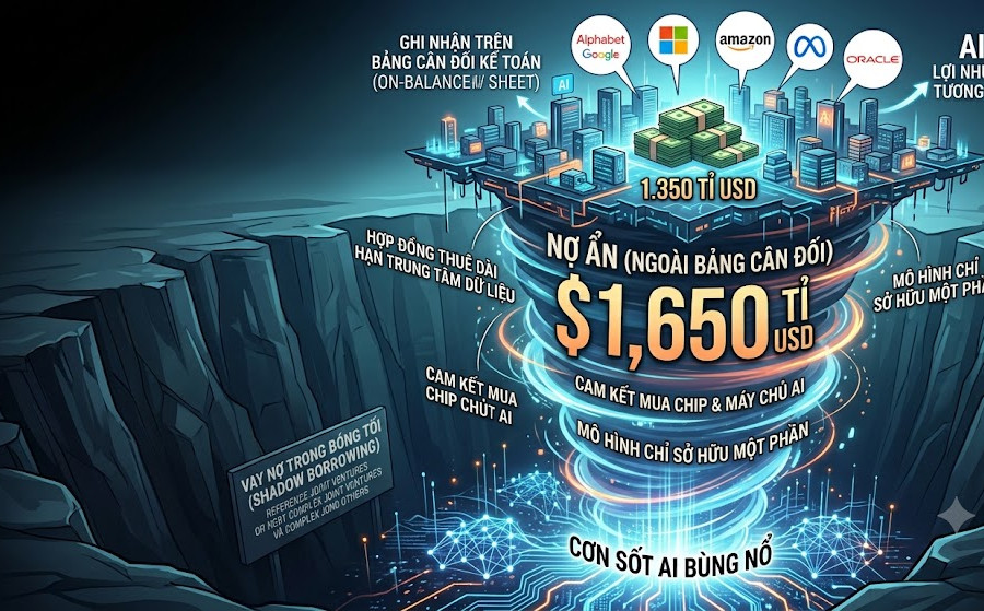 Nợ chìm của 5 Big Tech Mỹ vọt lên 1.650 tỉ USD vì cơn sốt AI