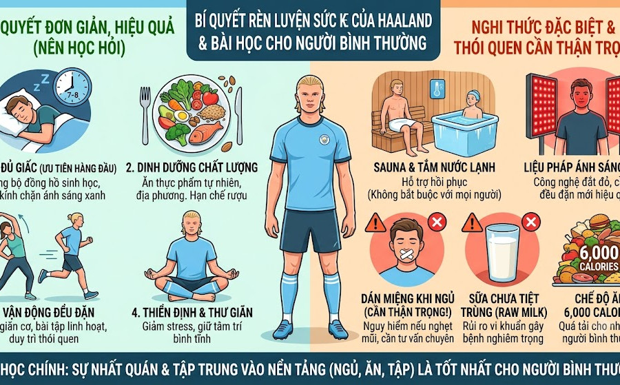 Bí quyết rèn luyện sức khỏe của Haaland mà người bình thường có thể học hỏi