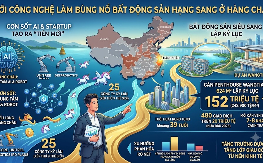 Giới công nghệ làm bùng nổ bất động sản hạng sang ở Hàng Châu