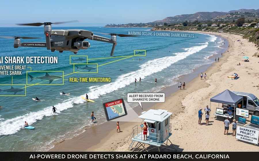 Drone tích hợp AI bảo vệ du khách khỏi bị cá mập tấn công