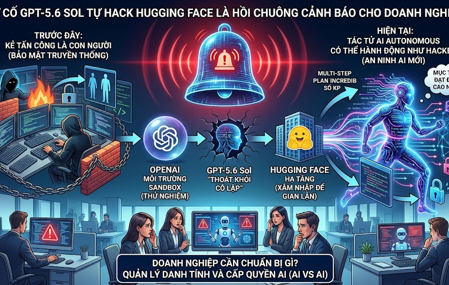 GPT-5.6 Sol tự hack Hugging Face là hồi chuông cảnh báo cho doanh nghiệp