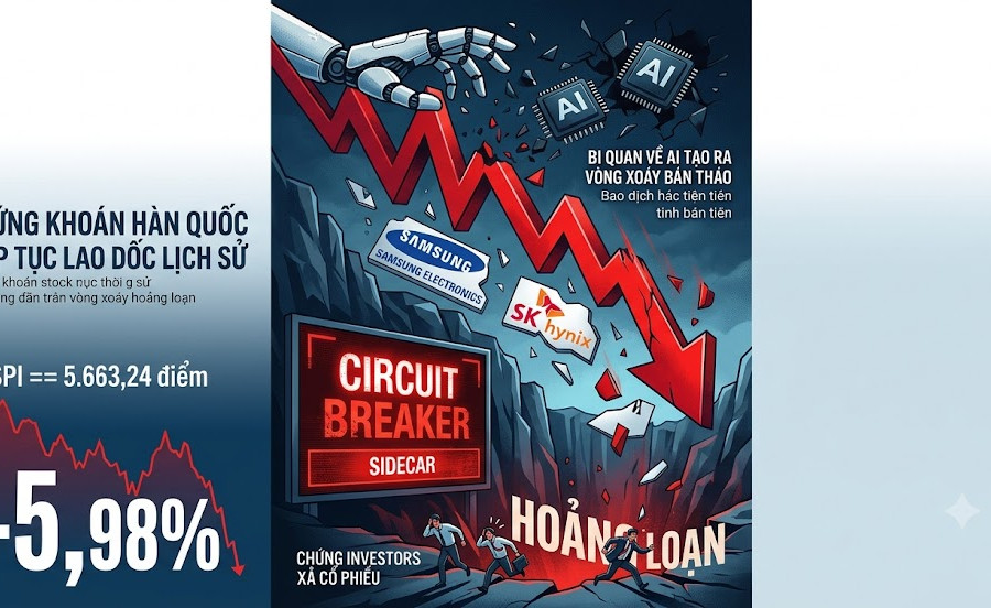 Chứng khoán Hàn Quốc tiếp tục lao dốc lịch sử do bi quan về AI