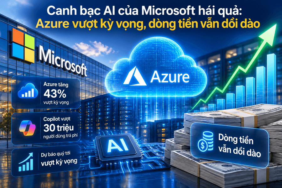 Canh bạc AI của Microsoft hái quả: Azure vượt kì vọng, dòng tiền vẫn dồi dào