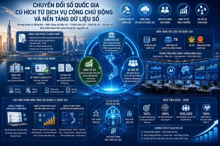 Chuyển đổi số quốc gia: Cú hích từ dịch vụ công chủ động và nền tảng dữ liệu số