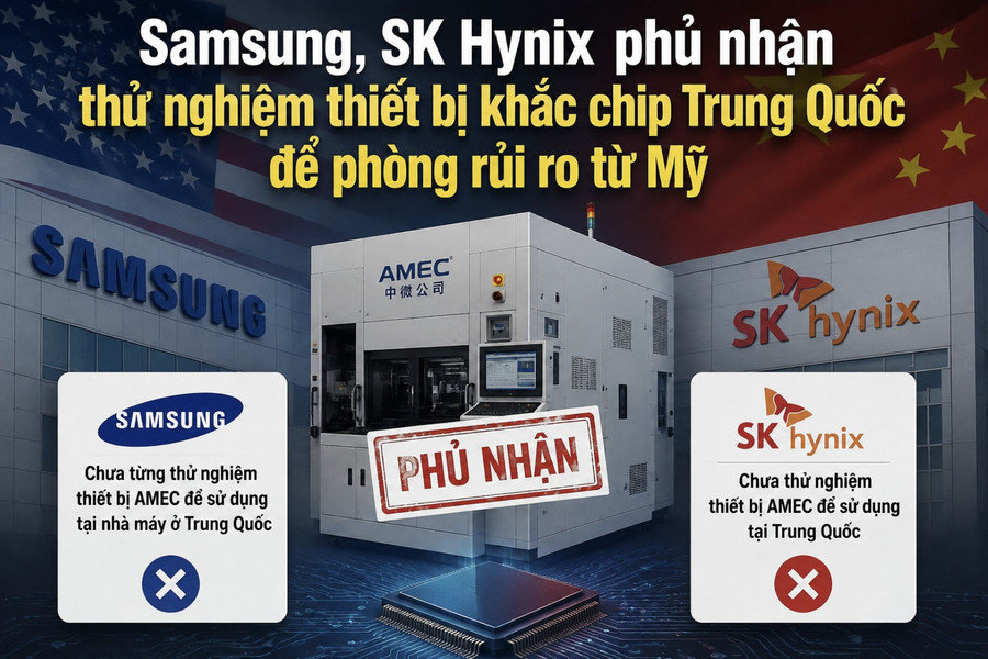 Samsung, SK Hynix phủ nhận thử thiết bị khắc chip Trung Quốc để phòng rủi ro từ Mỹ